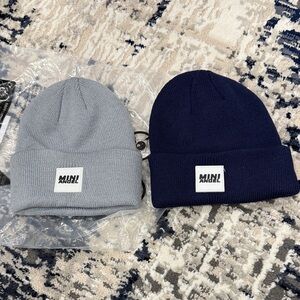 Mini Angel Gray and Navy Beanies